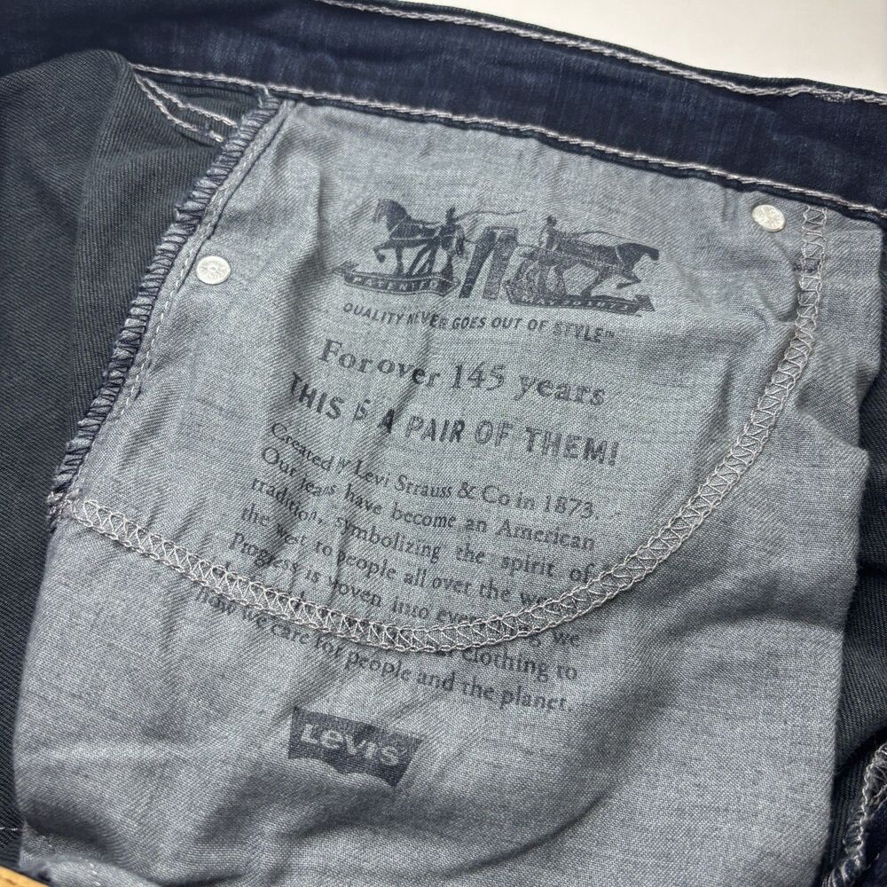Levis 505 Regular Fit Straight Leg Men's 38x30 Dark Wash Denim Blue Jeans Zip - Picture 9 of 9